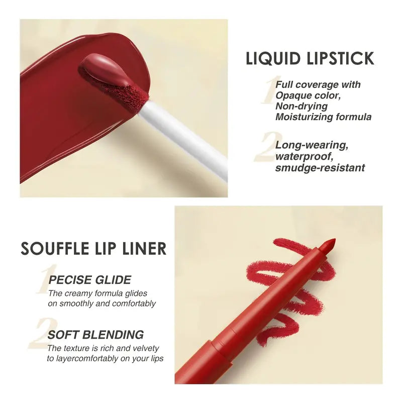 NNETM 12 Matte  Velvet Nude Liquid Lipstick + Lip Liner Set Lip Gloss