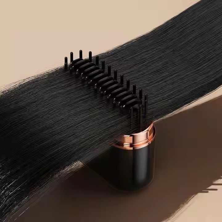 NNEDSZ Pink Wireless Hair Straightening Brush with Adjustable Temperature - Model HK-118