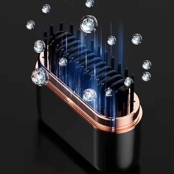 NNEDSZ Pink Wireless Hair Straightening Brush with Adjustable Temperature - Model HK-118