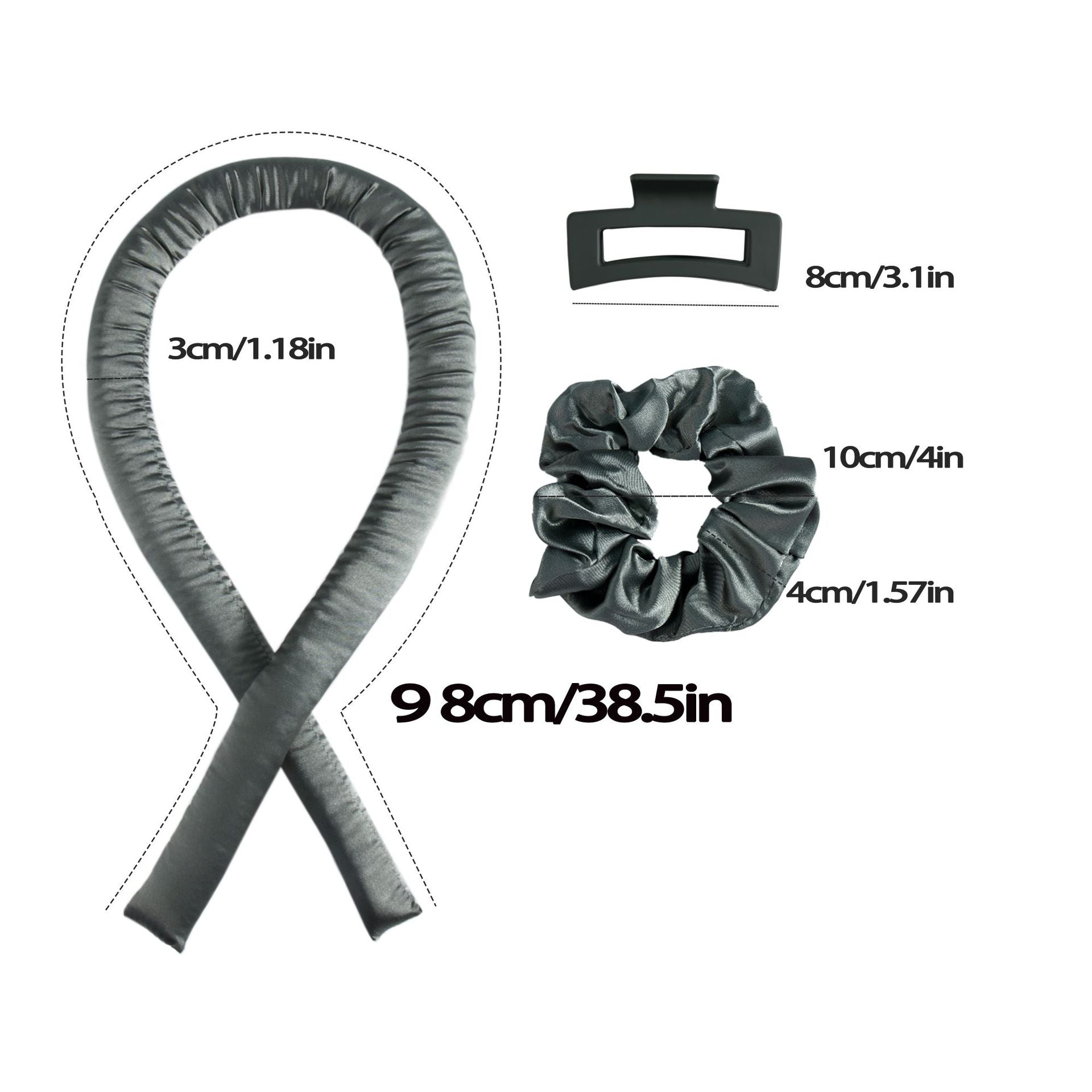 NNEDSZ 5PCS Light Brown Heatless Hair Curling Set with Scrunchie and Hair Clip - Silk Curling Ribbon