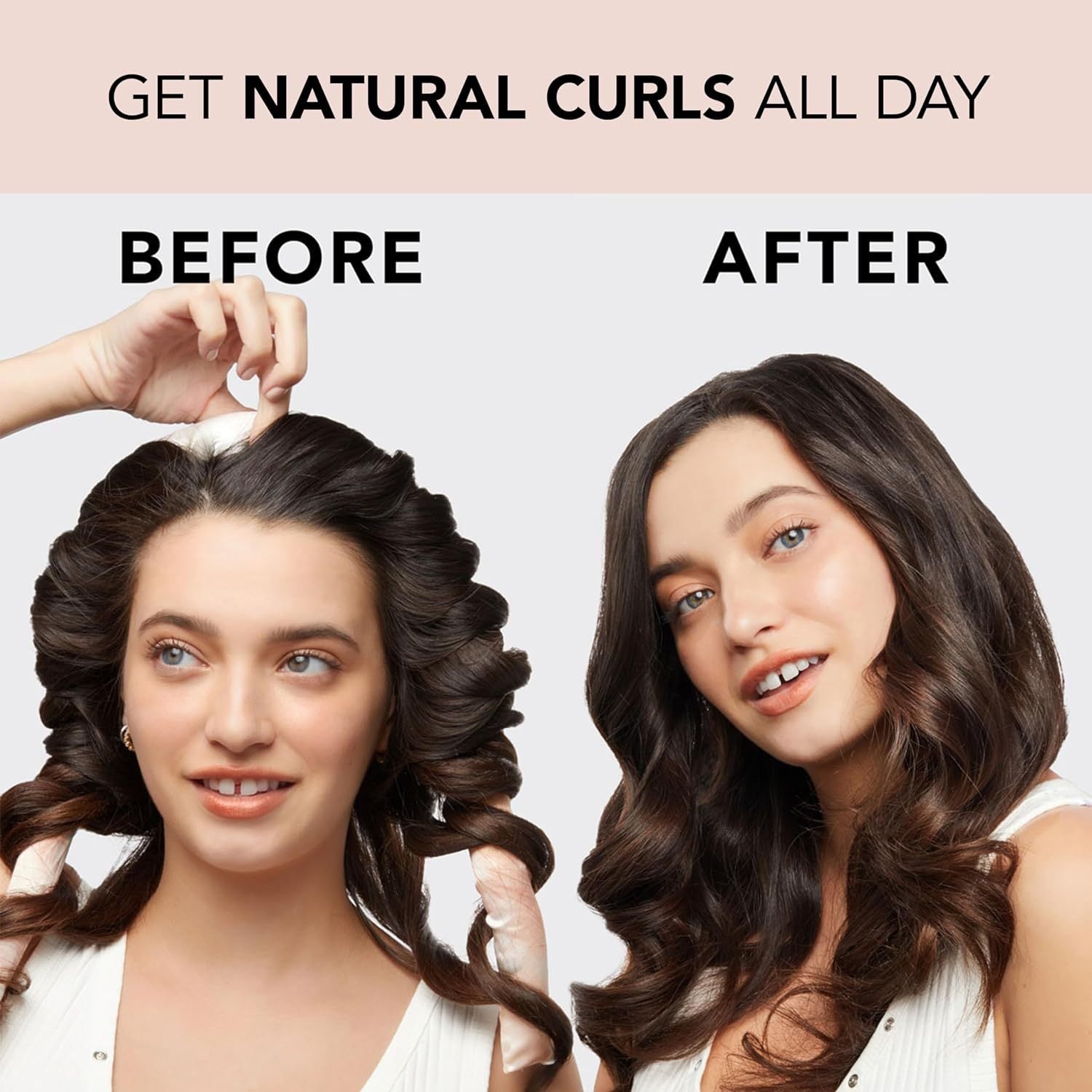 NNEDSZ 2 Pcs Blue And Pink Smudge Satin Heatless Hair Curling Rod Set for Sleep-In Styling | No Heat Damage | Tie-Dye Design
